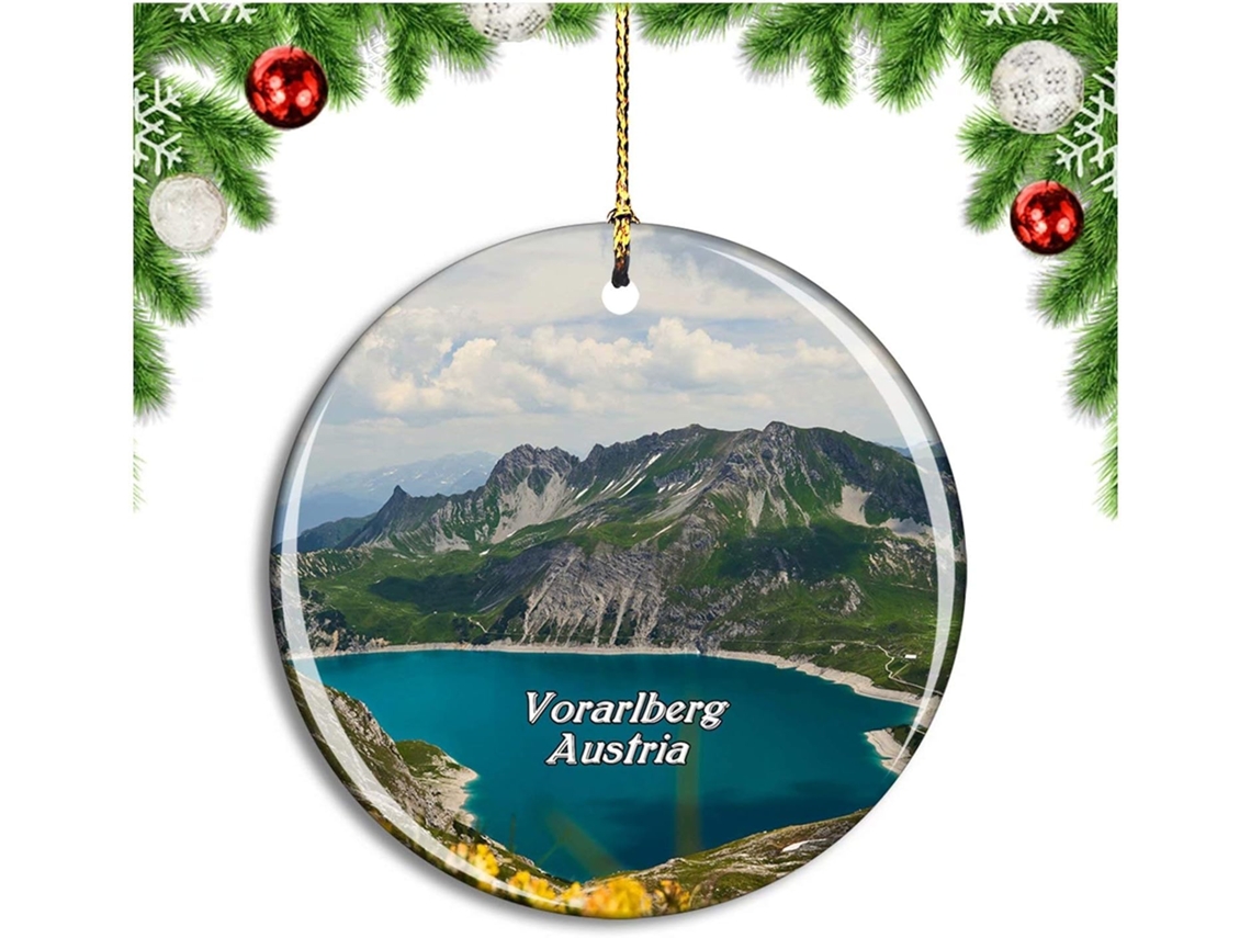 Vorarlberg Luenersee Áustria Ornamento Pendente Decoração de Árvore Coleção de Viagens Cidade