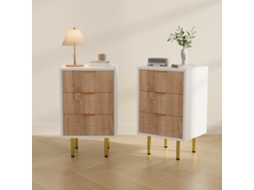 Conjunto De 2 Mesas De Cabeceira, Cómoda Com 3 Gavetas, Para Sala E Quarto, Branco Rosahqnda (40 X 40 X 65 Cm)