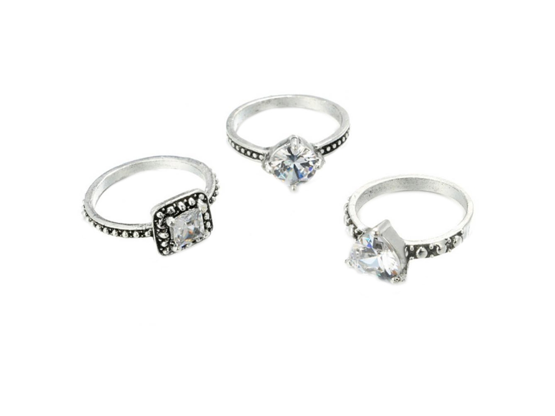 Anéis De Dedo Feminino Estilo Retro Com Strass Simples