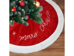 Saia De Árvore De Natal 90cm Grande Branco Vermelho Pelúcia Falsa Para Decoração De Natal