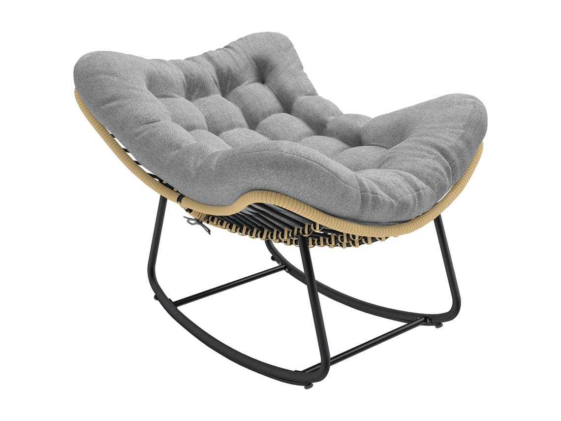 Cadeira Balanço Jardim com almofada, até 120kg, cinza QINGYU TECH (87x110x70cm)