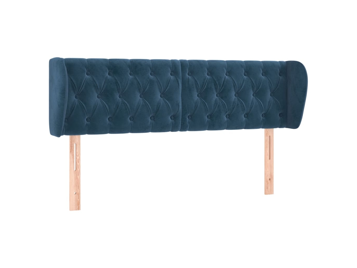 Cabeceira de Cama C/ Abas Veludo Azul Escuro MAISON EXCLUSIVE (163x23x78 cm)