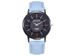 Reloj Analógico Unisex Pareja De Cuero Pu De Negocios Con Correa De Cuero (azul Claro)