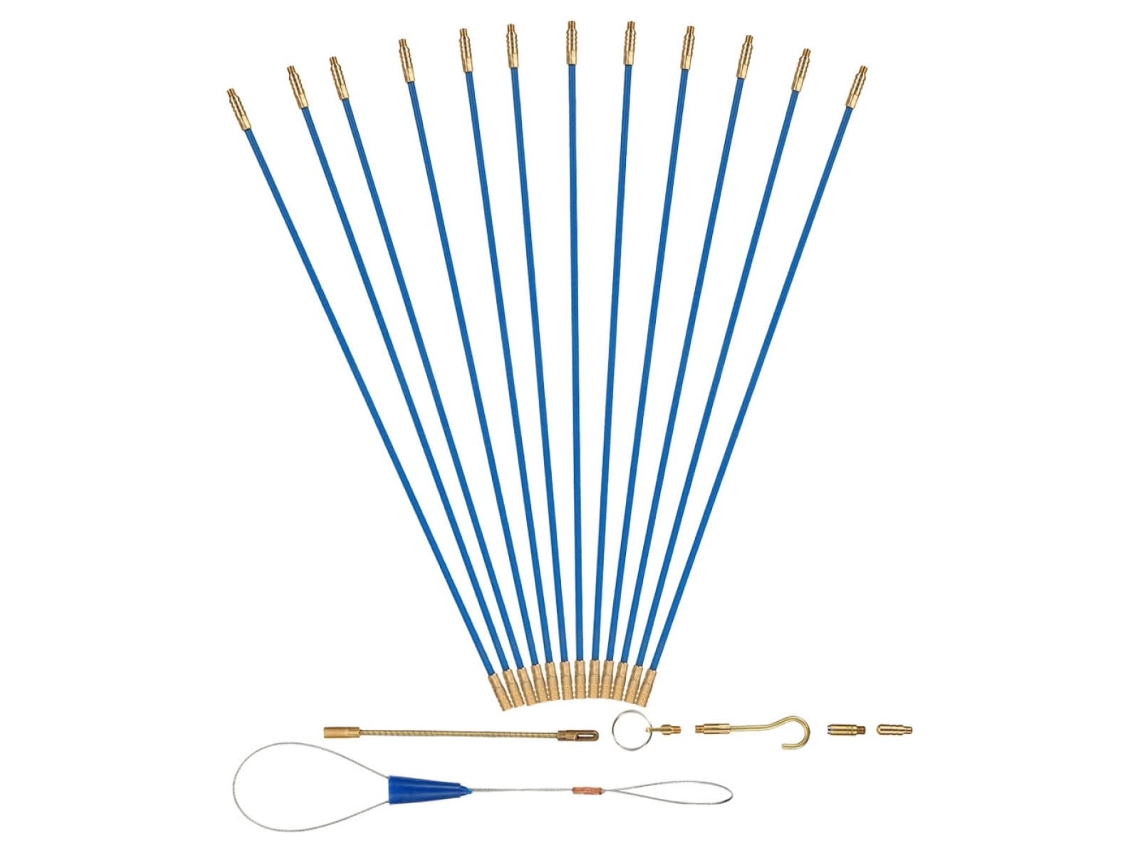 Conjunto de 12 abraçadeiras de fibra de vidro de 33 cm para gerenciamento de cabos e dispositivos.