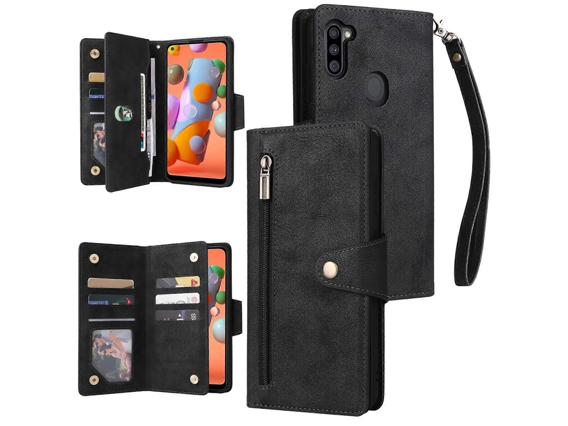 Capa De Couro Dobrável Tripla Com Fivela De Rebite Para Samsung Galaxy A11 (versão Europeia).