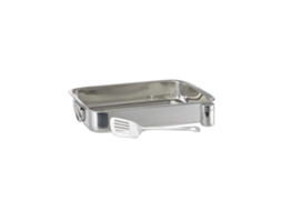 Relaxdays Conjunto De Forma 3 Peças Inox, Assadeira Com Espátula E Dosificador De Queijo, Axlxp: 7x38x27 Cm, Prateado