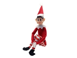 Boneca de Elfo de Pernas Longas Vermelha Sentada Enfeite de Natal para Casa