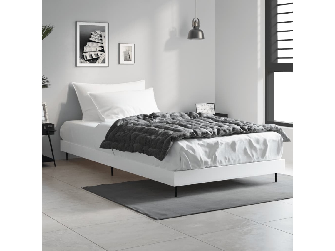 Estrutura De Cama 90x190 Cm Derivados De Madeira Branco