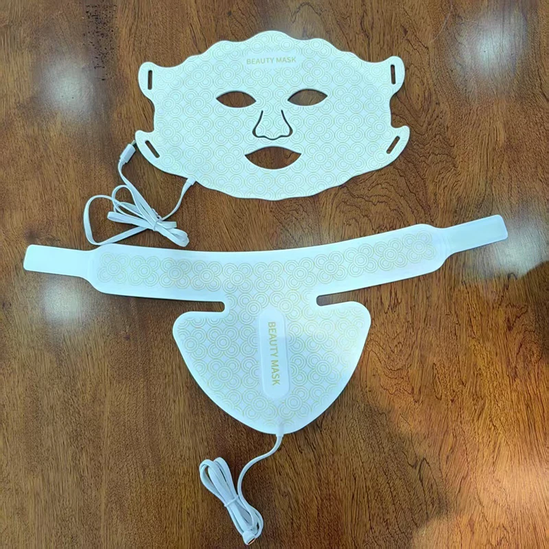 Máscara facial de silicone com LED (branca) Aparelho elétrico de beleza para cuidados com a pele, rugas e pele seca