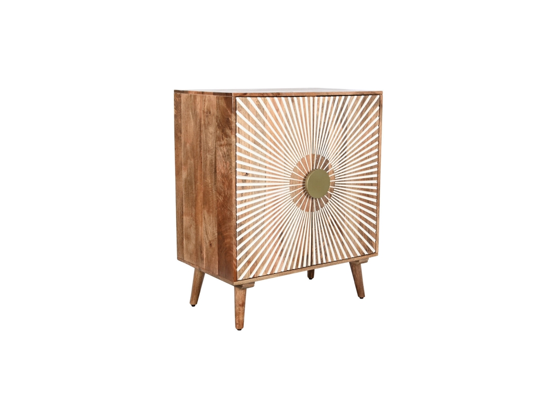 Aparador ALEXANDRA HOUSE LIVING em madeira de mangueira com 2 portas entalhadas, 80x45x97cm
