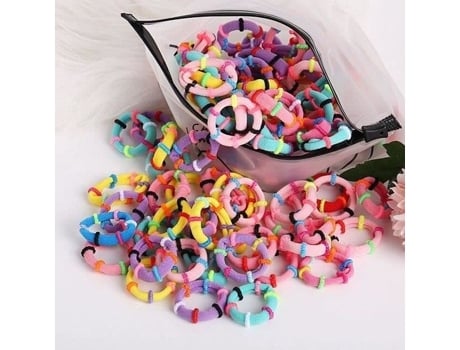 100 Peças Bandas De Borracha Elásticas Minúsculas, Mini Chouchous, Prendedores De Cauda De Cavalo Para Bebês Crianças (cor Bonbon Bambo)