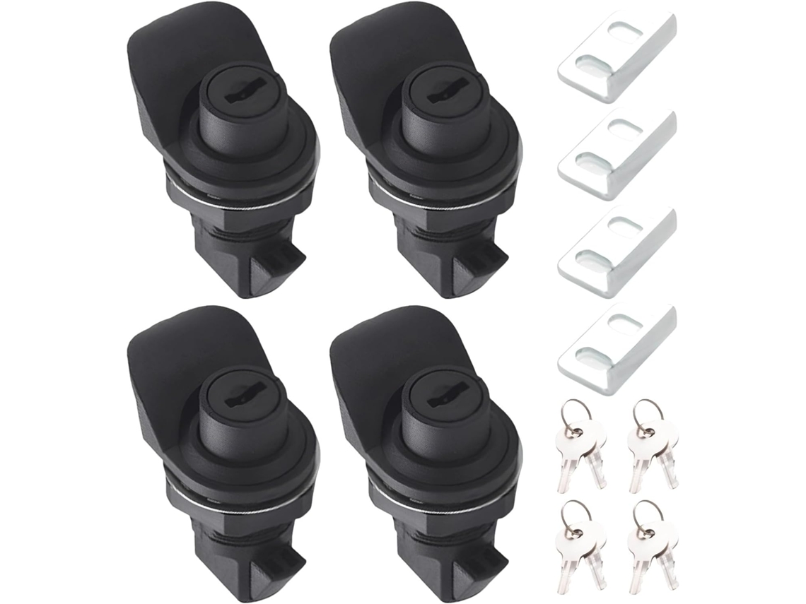 Conjunto de 4 suportes MS750 Travas para RV, guarda-roupa, gaveta e porta-copos.