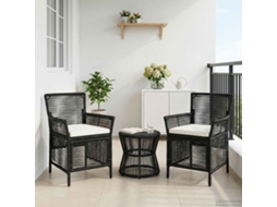 Vidaxl Cadeira Para Exterior 2 Unid. Preto E Creme Vime Pe
