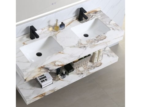 Lavatório Duplo Suspenso PURPLE GLOBE Gold Marble 140X50X15