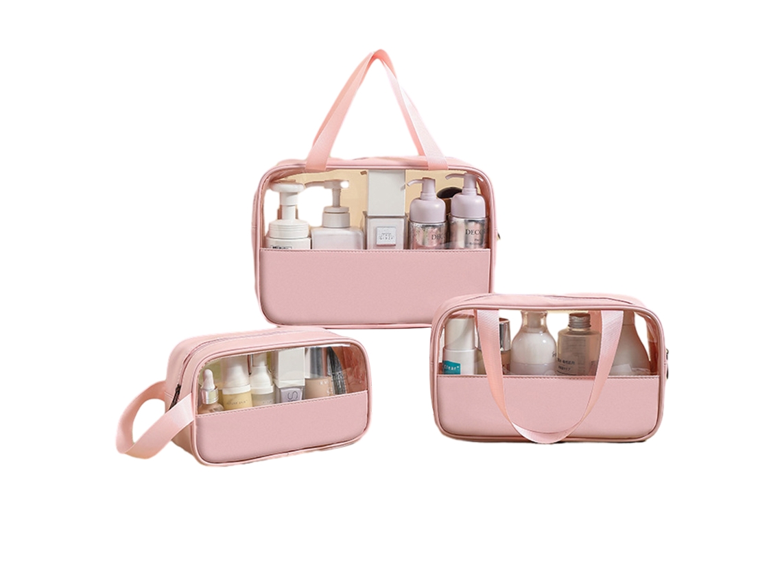 Conjunto de 3 Bolsas Transparentes e Impermeáveis Organizador Multifuncional Estampa Xadrez NEVEANCE