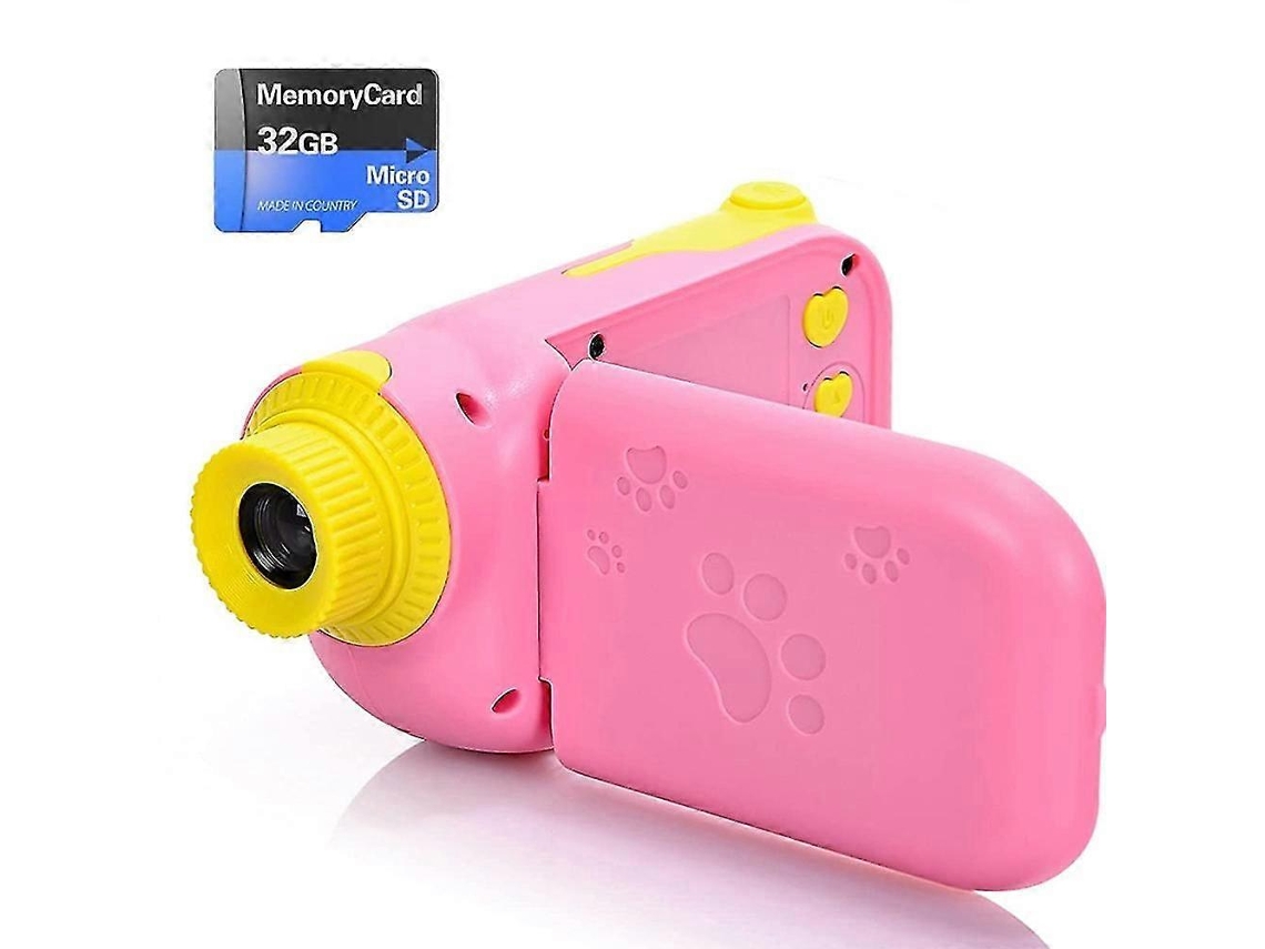 Câmara De Vídeo Digital Infantil Cor-de-rosa Com Ecrã Ips De 2 Polegadas