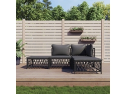 Vidaxl 4 Pcs Conjunto Lounge De Jardim Com Almofadões Aço Antracite