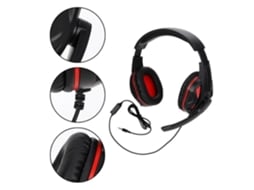 HURRISE Fone de Ouvido com Fio para Jogos Competitivos de 3 5 Mm com Microfone Fones de Ouvido com Fio para Videogames Vermelhos