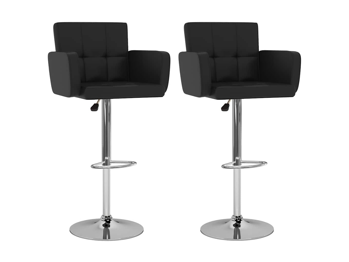 Vidaxl Bancos De Bar 2 Pcs Couro Artificial Preto