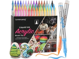 Conjunto de 48 Marcadores Acrílica com Ponta de Pincel, Canetas Premium para Pintura e Tecido, Secagem Rápida AQUAFORGE