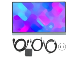 Monitor portátil para jogos IPS FHD 4K de 15,6 polegadas com função de projeção e capa de couro, 110-240 V