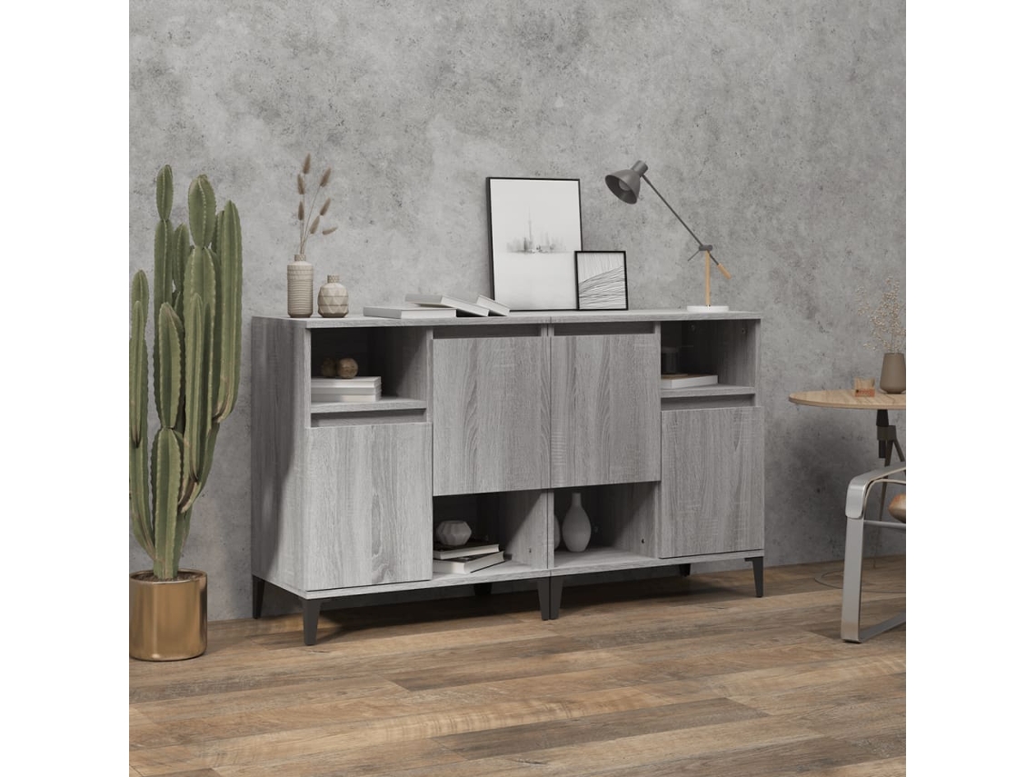 Vidaxl Aparadores 2 Pcs 60x35x70 Cm Derivados Madeira Cinza Sonoma