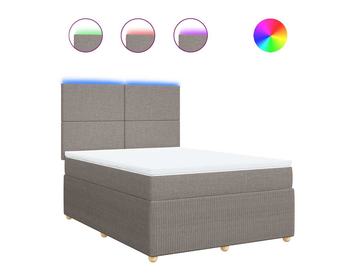 Conjunto 1 Cama Box Spring Vidaxl Marrom-acinzentado Tecido (190 X 144 X 150.5 Cm)