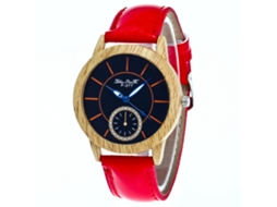 Relógio feminino de quartzo com pulseira de couro PU, mostrador redondo simples, moderno.