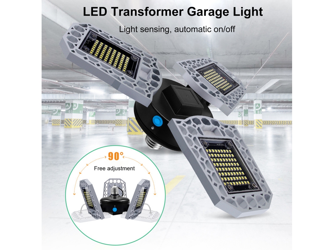 Lâmpada Industrial Led Dobrável com Detecção de Luz E27 para Garagem
