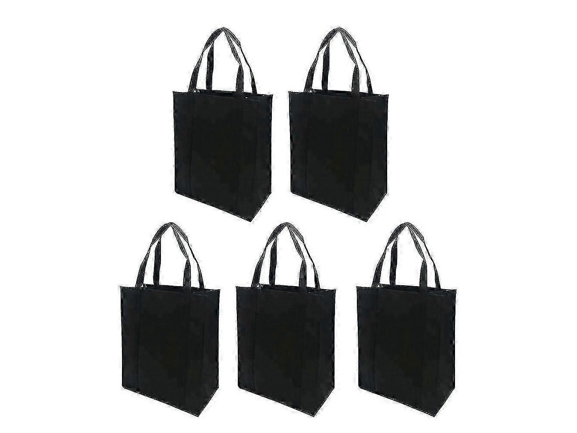 5pcs Tecidos Não Tecidos Saco de Compras Bolsa Dobrável Bolsa Dobrável para Compras Ao Ar Livre GOKOCO (preto, 30x25x10cm)