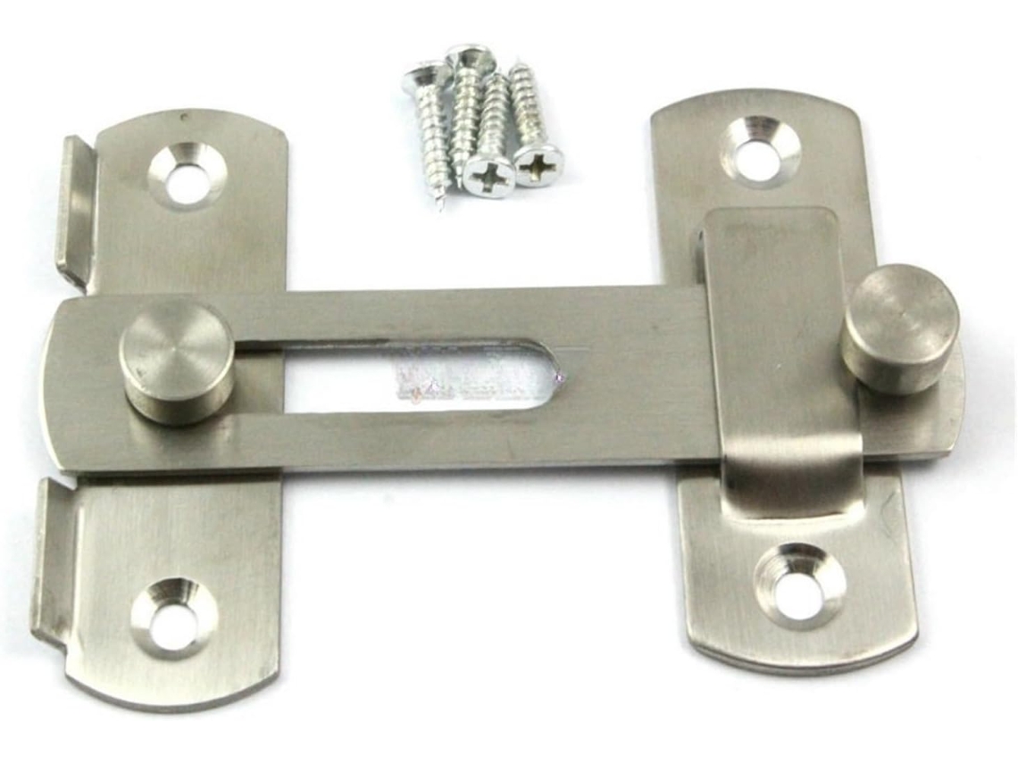 Conjunto De 4 Peças Trinco Segurança Para Porta Em Aço Inoxidável 100x70mm Com Parafusos Inclusos