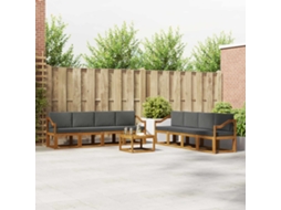Vidaxl Conjunto De Sofás Para Exterior 9 Unid. Natural E Antracite