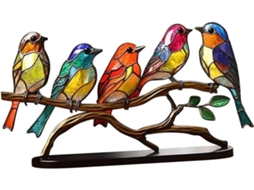 Estatueta de Pássaro de Metal, Decoração de Mesa, Pequena, Multicolorida, Compacta, Base Plana, Economiza Espaço, CHABERLU