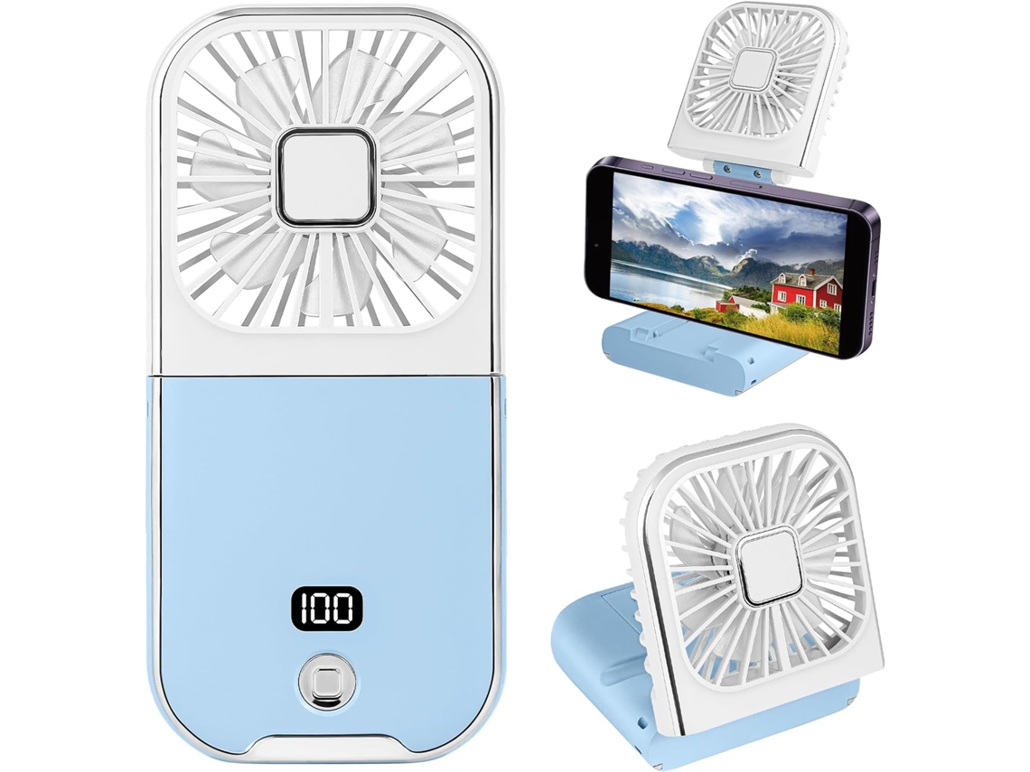 Ventilador De Mão Dobrável Com Visor Led, Mini Ventilador Pessoal Portátil Recarregável Via Usb