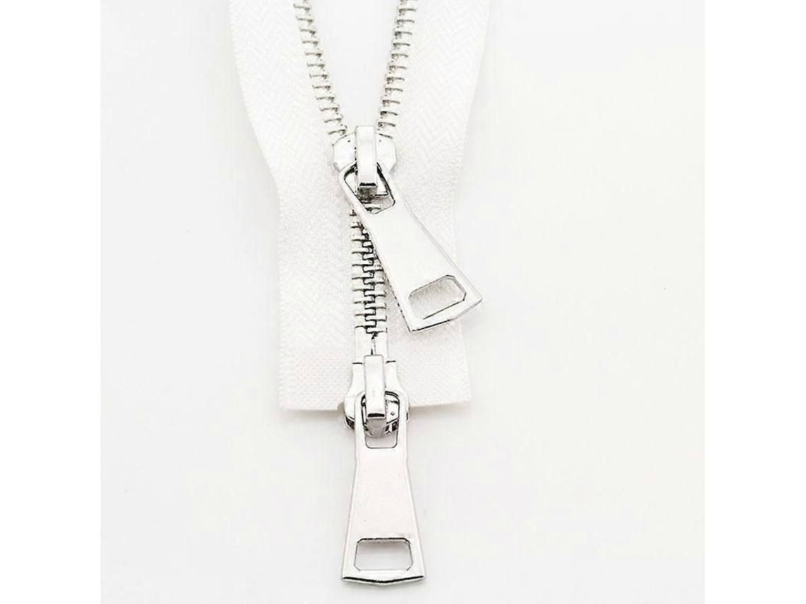 Fivela Metal para Jaqueta com Duas Alavancas Aberta Diy 5 70cm/90cm Acessório de Roupas 70 Cm Branco