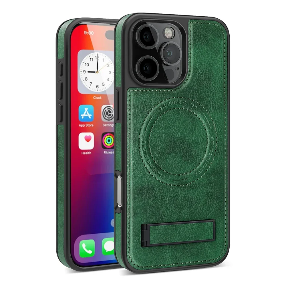 Capa Magsafe Para Iphone (iphone 12, Verde Escuro) Com Suporte E Forte Fixação Magnética.