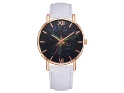 Relógio de pulso feminino casual Lvpai em aço com acabamento em ouro rosa e movimento de quartzo (branco)