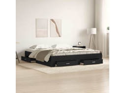 Vidaxl Estrutura Da Cama Com Gaveta Carvalho Preto 180 X 200 Cm