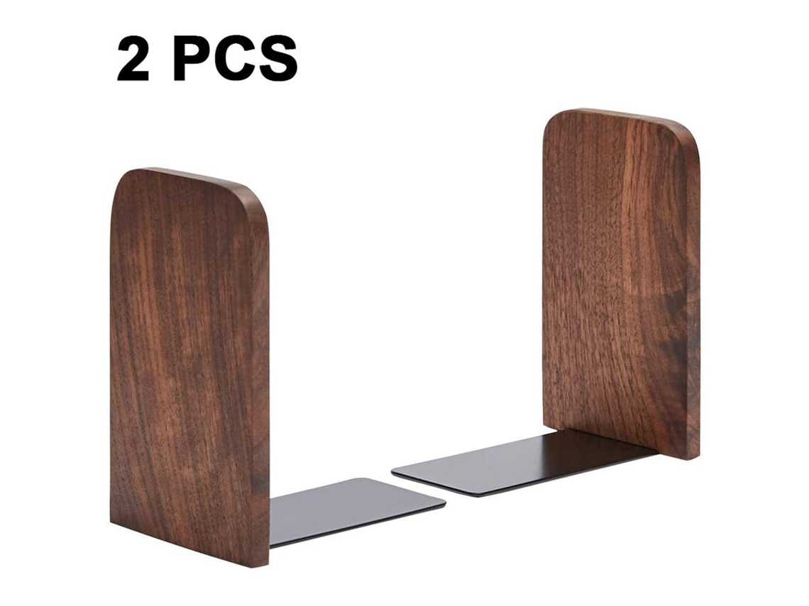 Suporte para Livros de Madeira, 1 Par, em Faia Alemã, Antiderrapante, para Mesa , com Cabeça Quadrada em Nogueira Preta BRILVIBERA (buche, A)