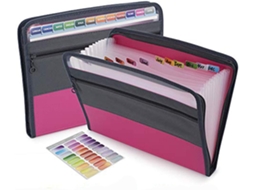 Pasta expansível Slowmoose com 13 bolsos e adesivos, organizador de documentos estilo sanfona com zíper e fecho, tamanho carta