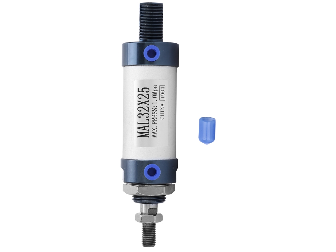 Cilindro Pneumático Mini De Ação Dupla Com Haste Simples 32mm, Travessa 25mm, Liga De Alumínio