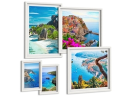 Conjunto De Pinturas Paisagens Litorâneas Vistas Espelharte (5 Peças)