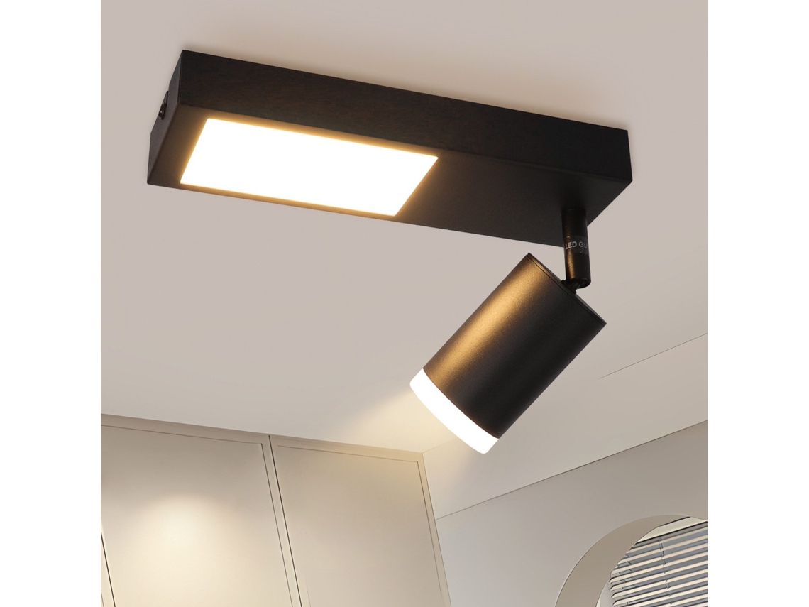 Nettlife Candeeiro De Teto Com 1 Focosâmpada Gu10 20 W 3000 K Branco Quente Preto Ajustável Para Cozinha E Quarto, Uso Diário, Em Casa