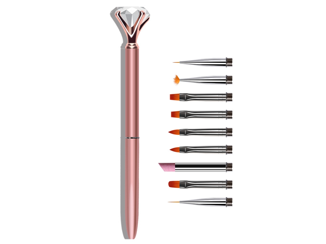 Metal Handle Builder Uv Gel Verniz Diamante Acrílico Nail Art Pincéis Rose Gold ZMDECQNA