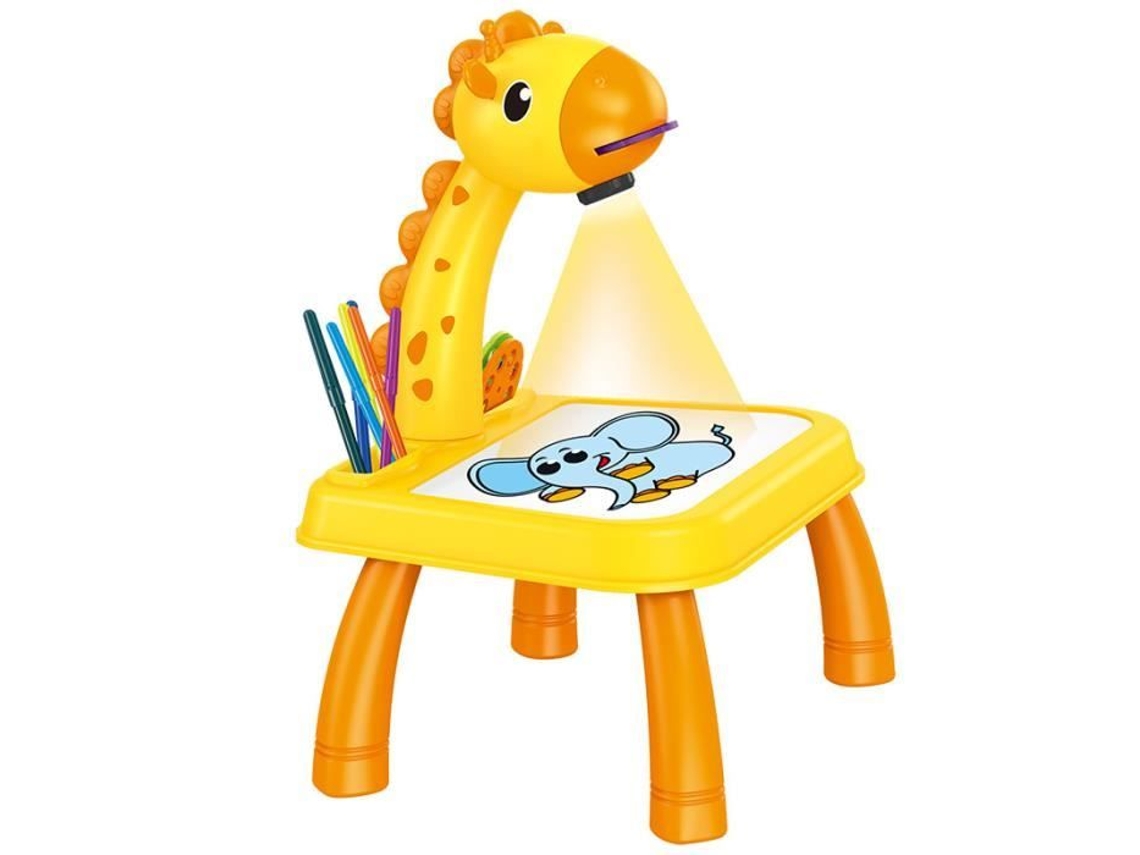 Mesa de projetor de desenho infantil, projetor de mesa de desenho animado com luz e música, presentes para crianças amarelo S/MARCA