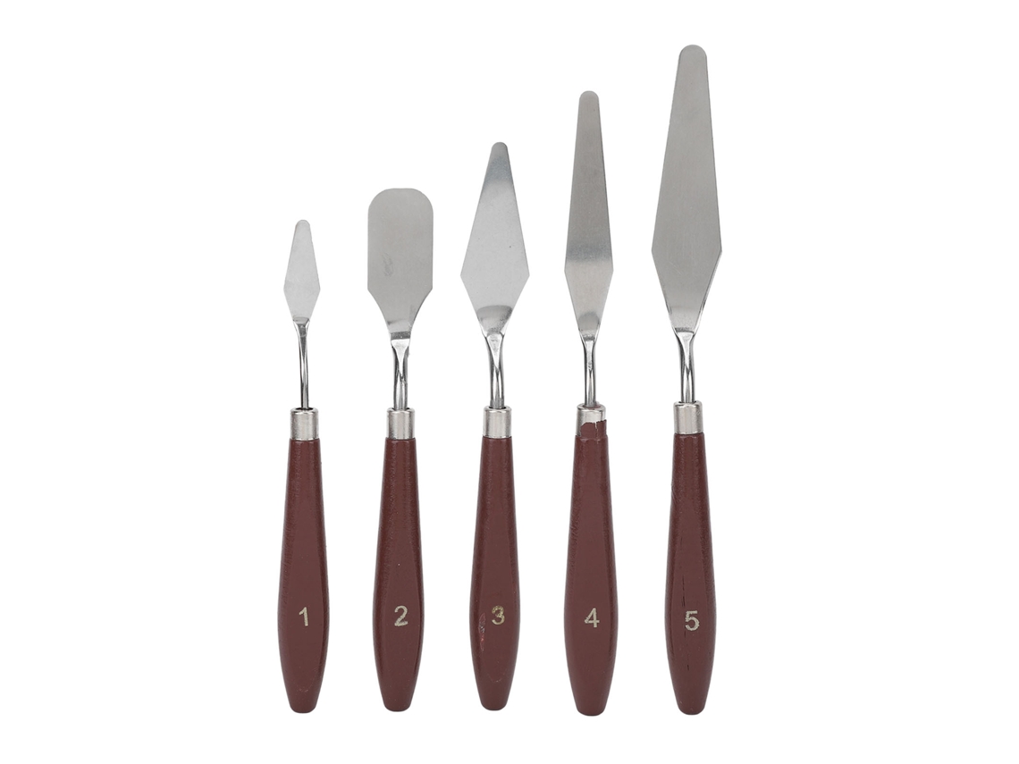 Conjunto de 5 espátulas multifuncionais de cera para decoração e confeitaria, ideais para cremes e glacê de bolos.