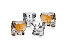 Copo de caveira 3D LINJOU, cristal, 80ml, Halloween, 4 unidades