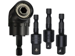 Conjunto De 4 Em 1 Com Extensão Angular 105 Graus, Haste 360 Para Brocas 1/4, 3/8 E 1/2 Aço