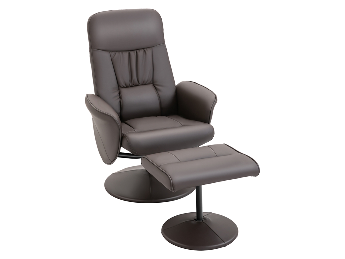 Conjunto 2 Poltronas Reclináveis com Apoio para Pés Marrom ZACHARY