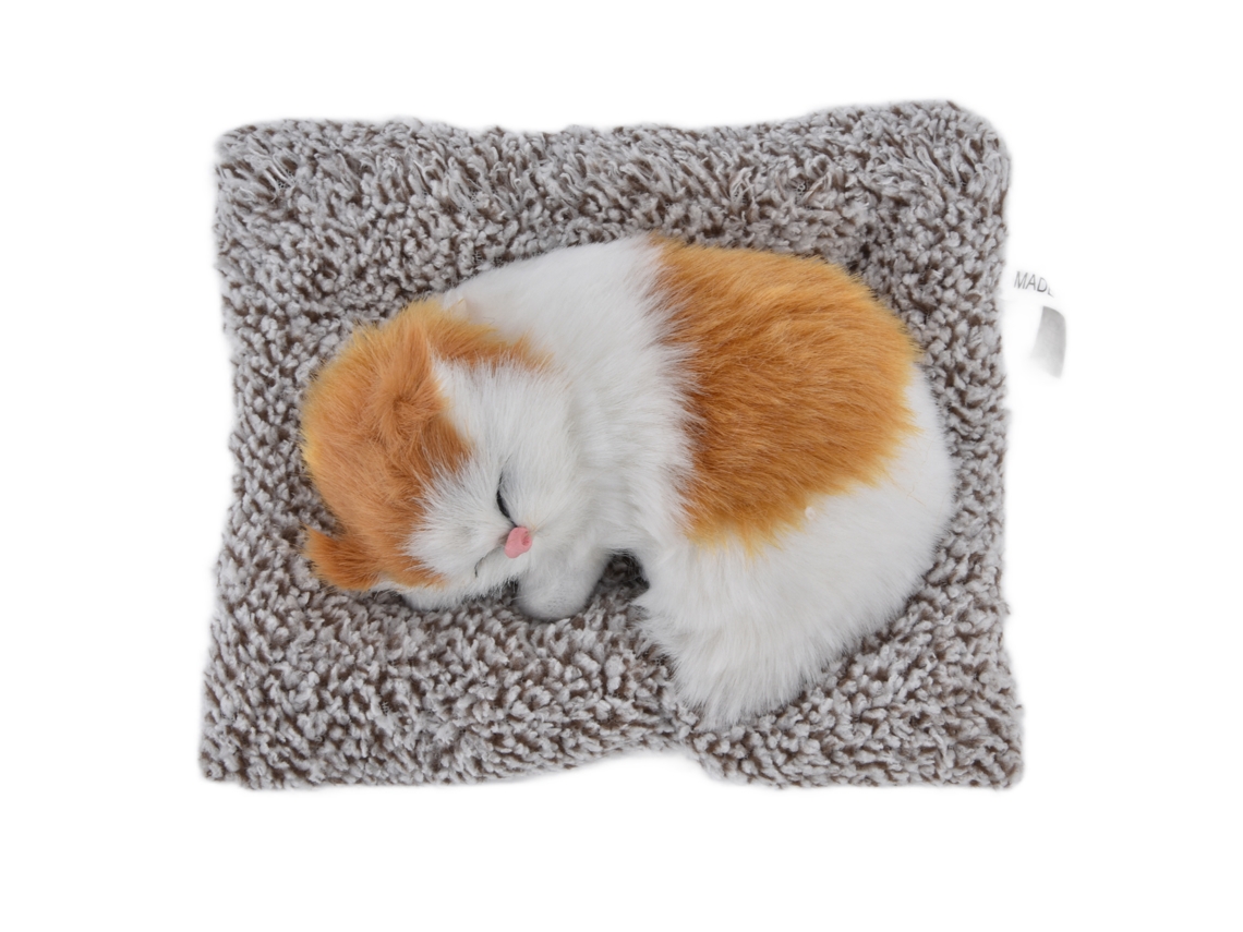 Gato de Pelúcia com Som, Brinquedo, Presente, Decoração, Carro, Amarelo Branco S/MARCA